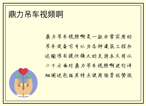 鼎力吊车视频啊